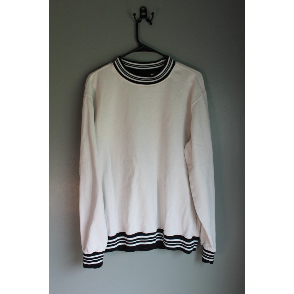 No Boundaries Men's Crewneck Pullover Sweatshirt White and Black Size M